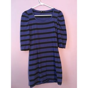 Fitted blue and black dress